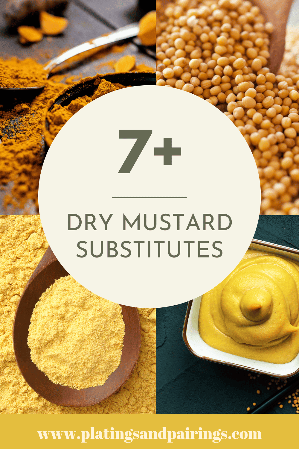 Collage of ground mustard substitutes.