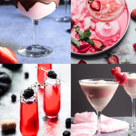 Collage of Valentine's Day cocktails.