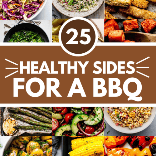 Collage of healthy bbq side dishes with text overlay.