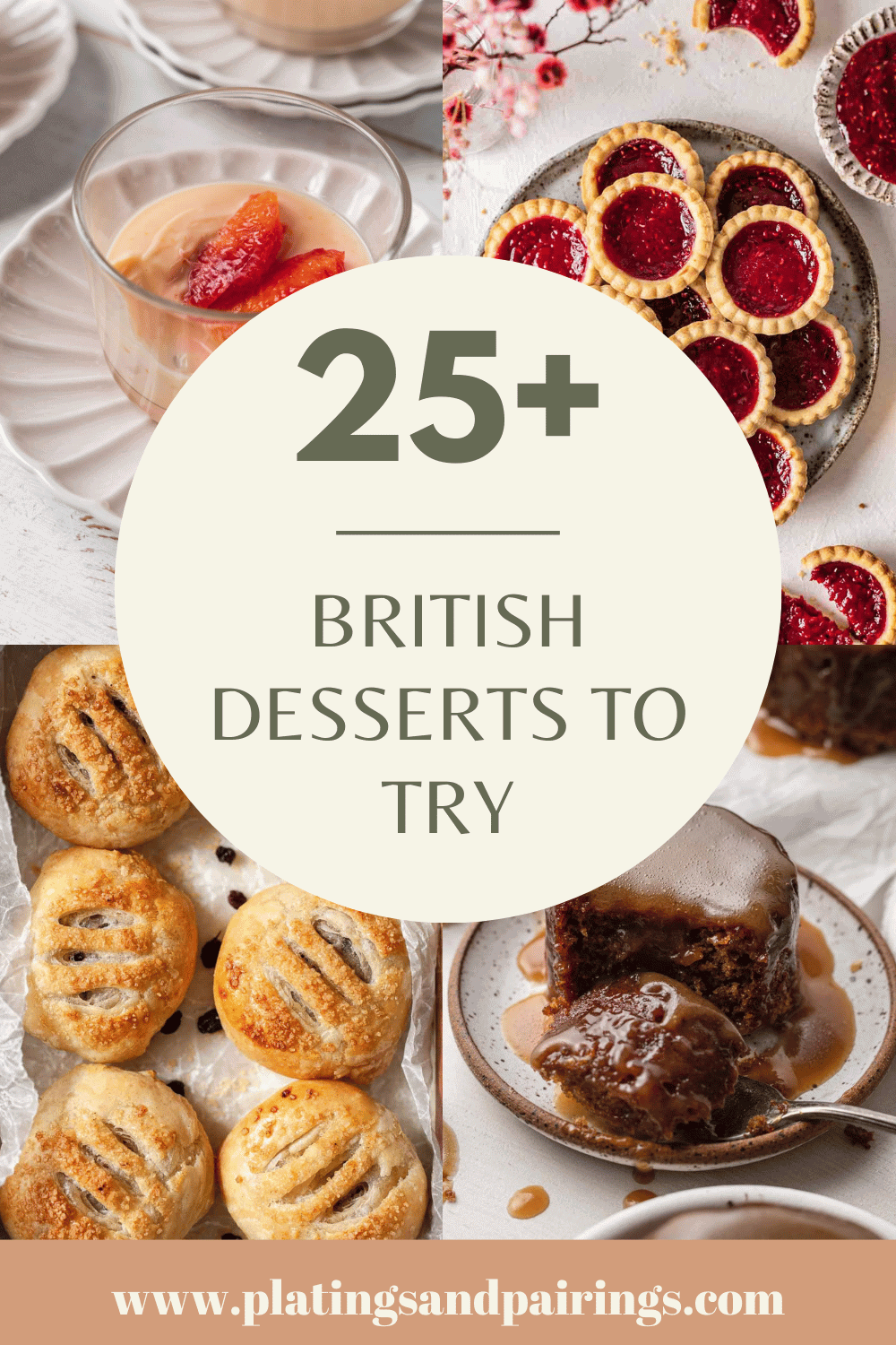 Collage of british desserts with text overlay.