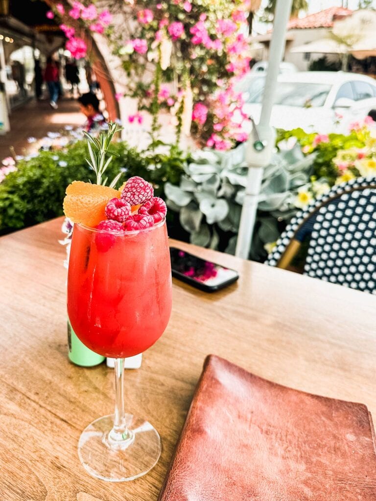 Raspberry cocktail at the porch at farm.