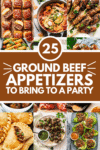 Collage of ground beef appetizers with text overlay.
