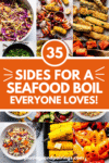 Collage of seafood boil sides with text overlay.
