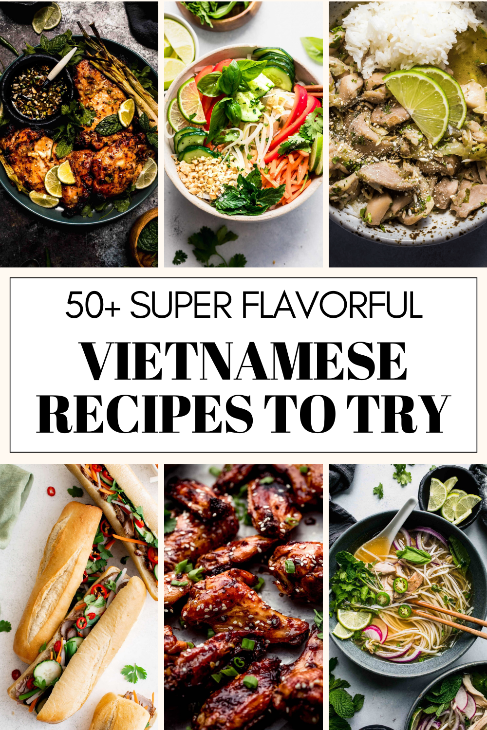 Collage of Vietnamese recipes with text overlay.