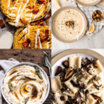 Collage of recipes that use creme fraiche.