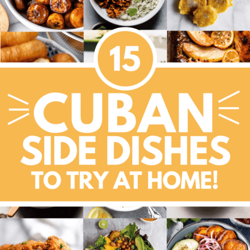 Collage of cuban side dishes with text overlay.