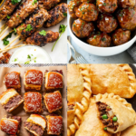 Collage of ground beef appetizers.