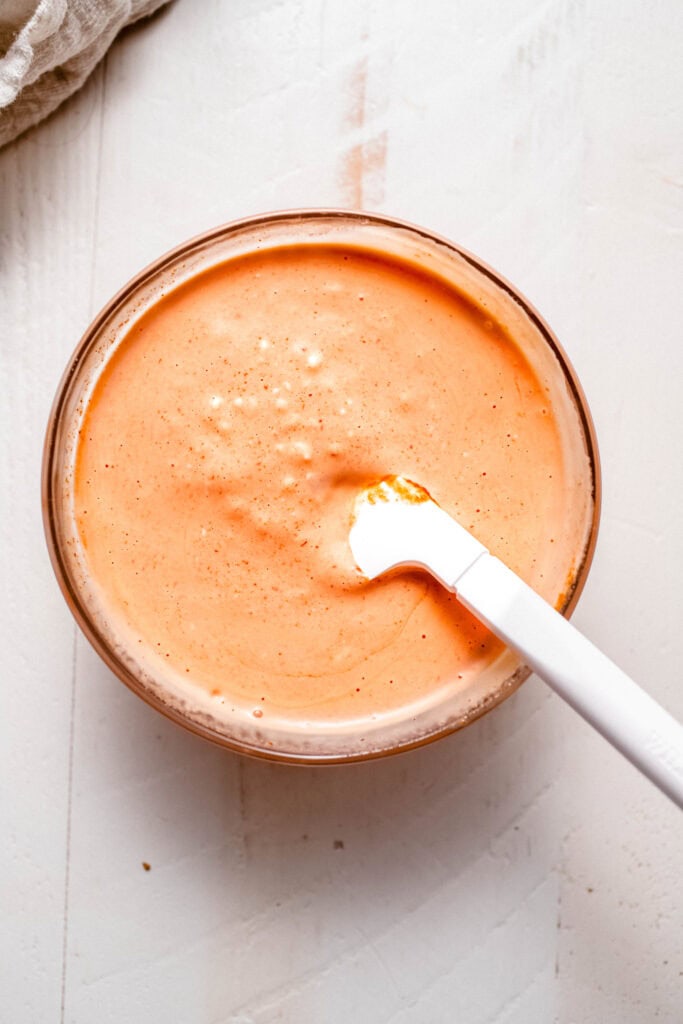 Combined sriracha sauce and mayo. 