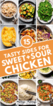 COLLAGE OF WHAT TO SERVE WITH SWEET AND SOUR CHICKEN WITH TEXT OVERLAY.
