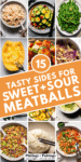 Sides for sweet and sour meatballs collage with text.