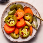 Mexican pickled carrots on small plate.