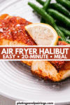 Air fryer halibut pinterest image.