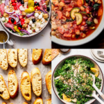 COLLAGE OF WHAT TO SERVE WITH MINESTRONE SOUP.