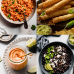 Collage of what to serve with taquitos.