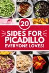 Collage of sides for picadillo with text overlay.