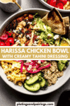 Harissa chicken grain bowls pinterest image.