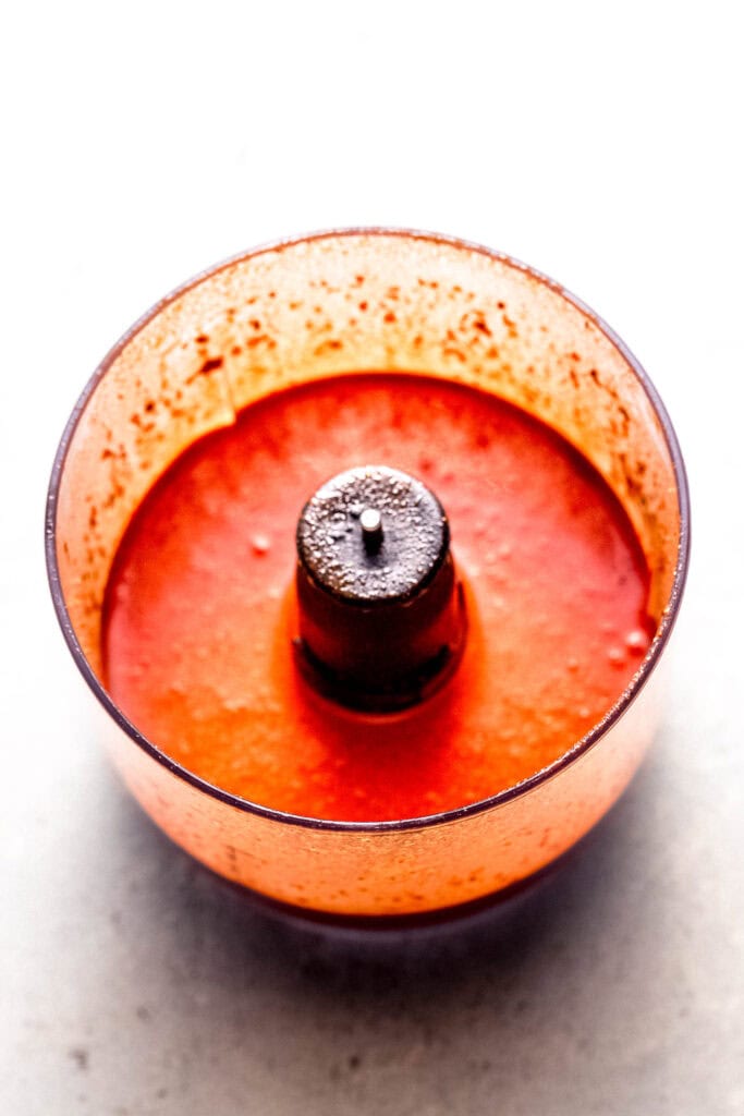 Finished marinade in food processor bowl.