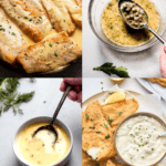 Collage of sauces for trout.