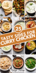 Collage of what to serve with curry chicken with text overlay.