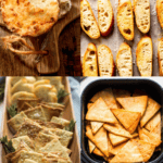 Collage of what to serve with crab dip.