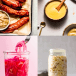 Collage of sides for kielbasa.