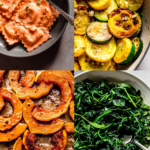 Collage of sides for pumpkin ravioli.