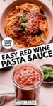 Red wine pasta sauce pinterest image.
