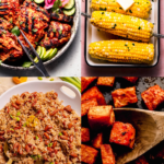 Collage of side dishes for peri peri chicken.