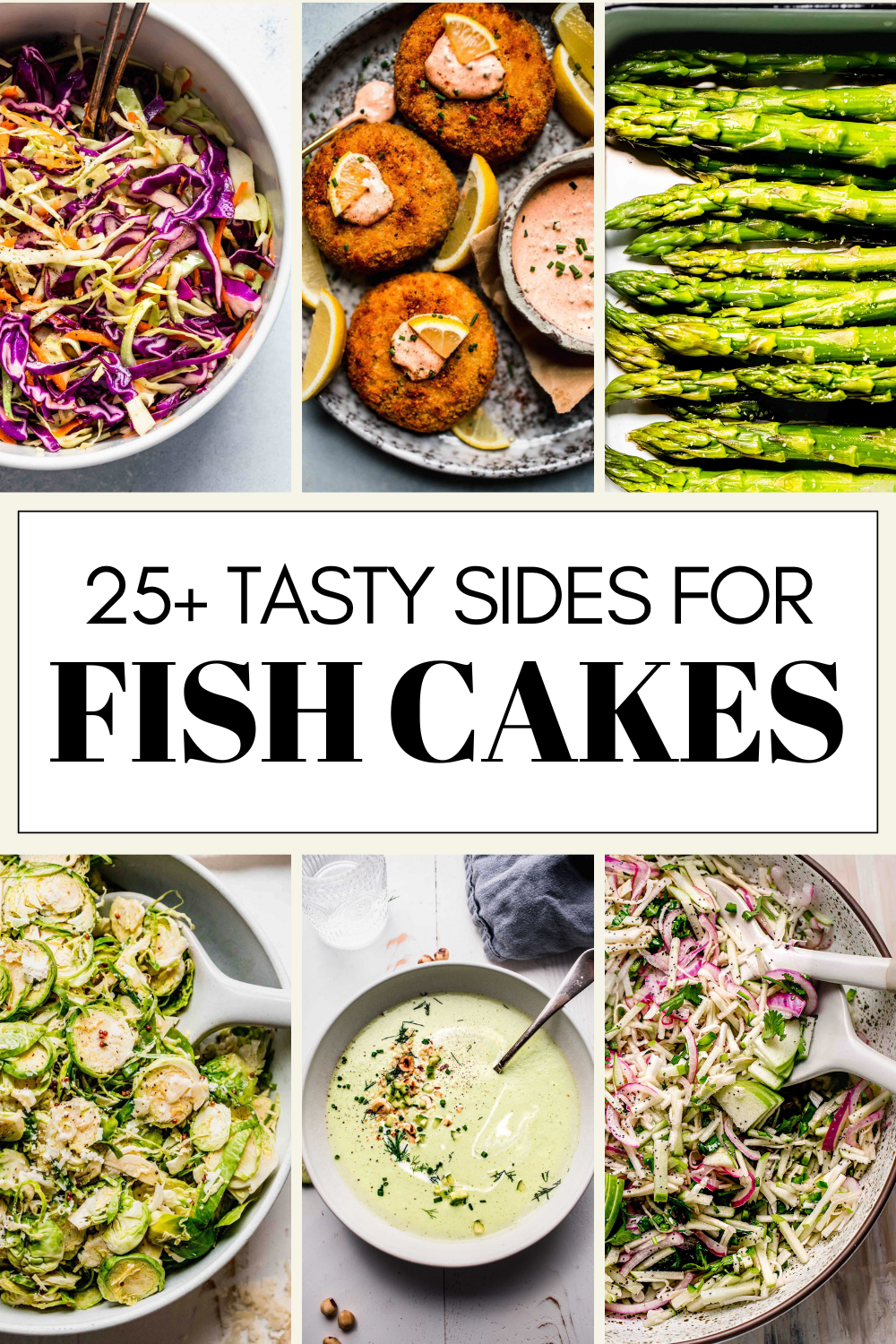 Collage of what to serve with fish cakes with text overlay.