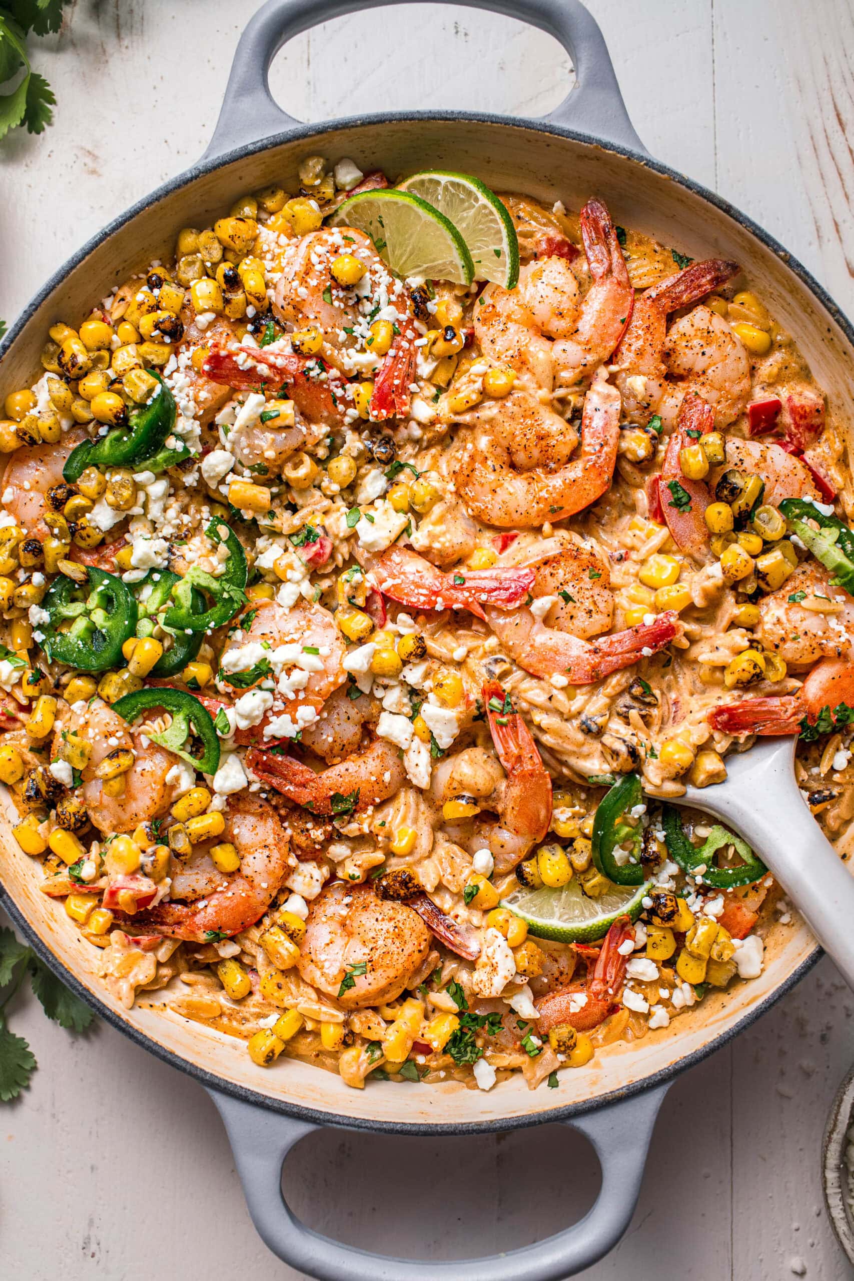 Shrimp Street Corn Orzo Skillet 