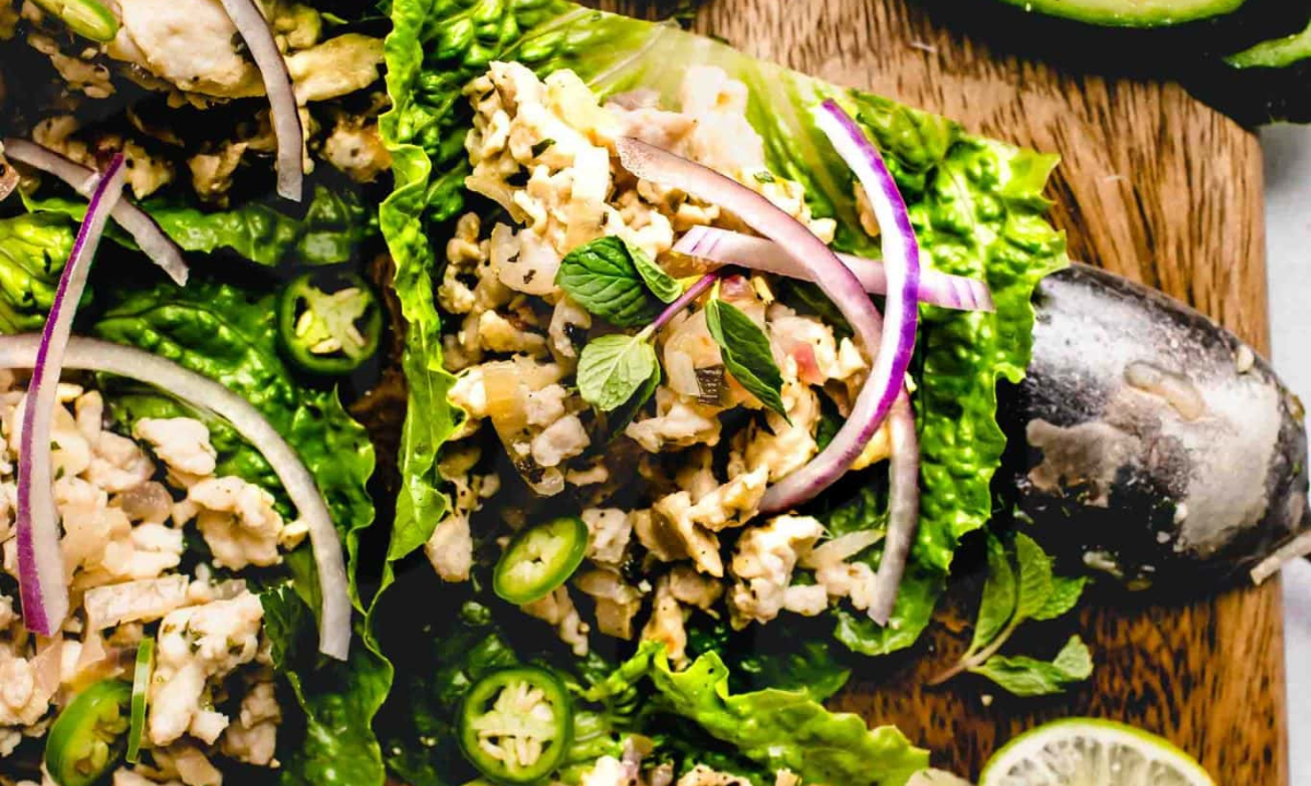 Thai Chicken Larb Lettuce Wraps (Easy Larb Gai Recipe)