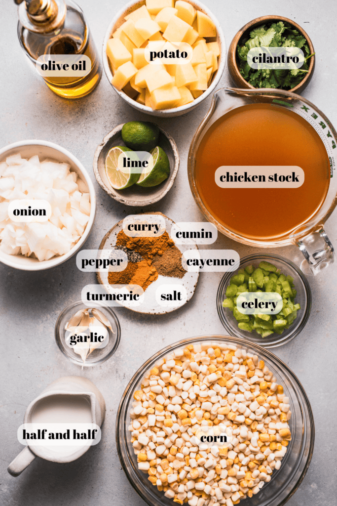 CURRY CORN CHOWDER INGREDIENTS.