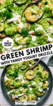 Green shrimp recipe pinterest image.
