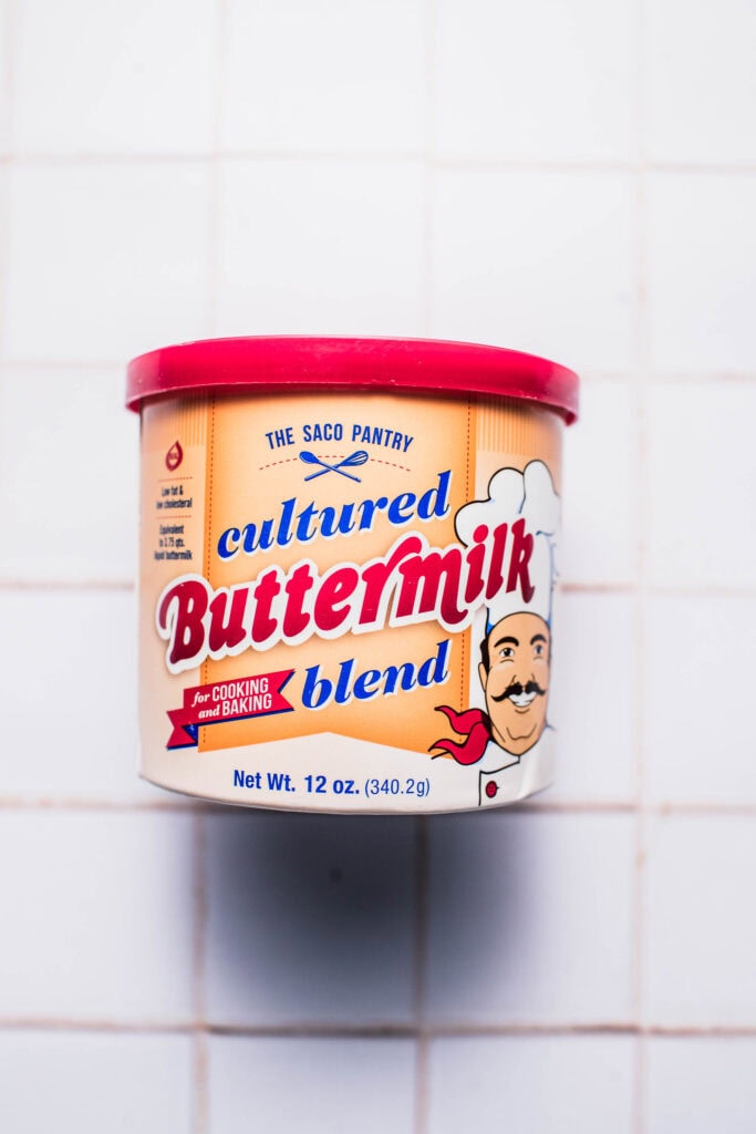 Container of dried buttermilk.