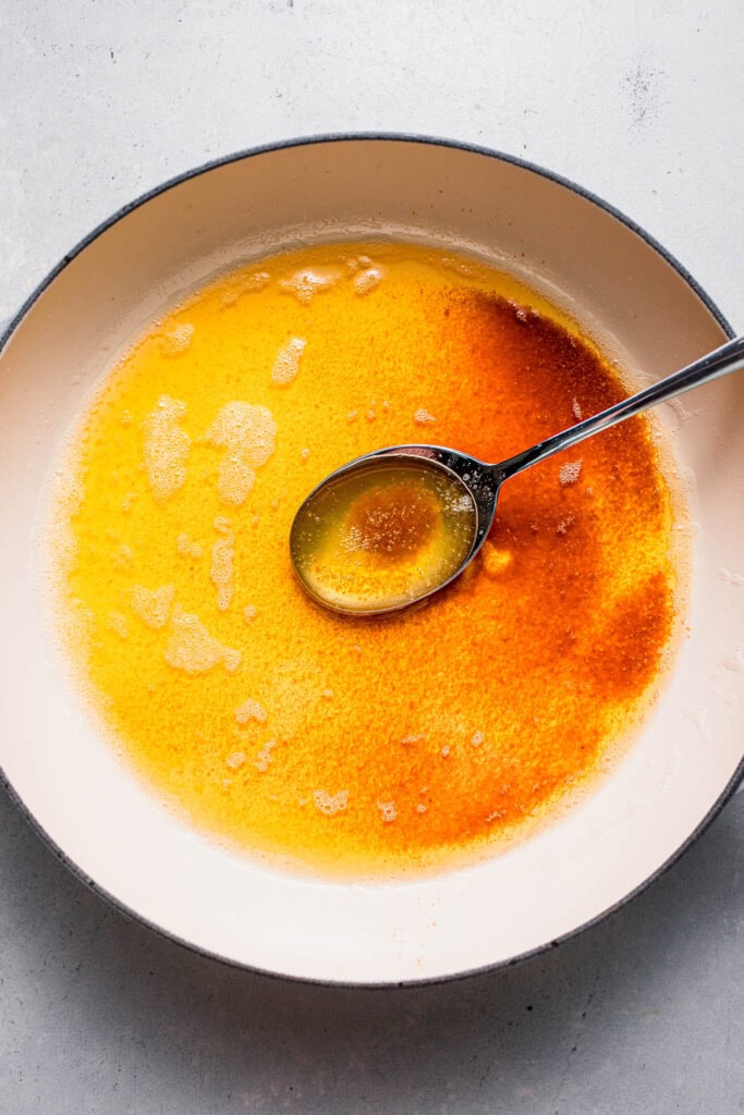 Perfect browned butter in skillet. 