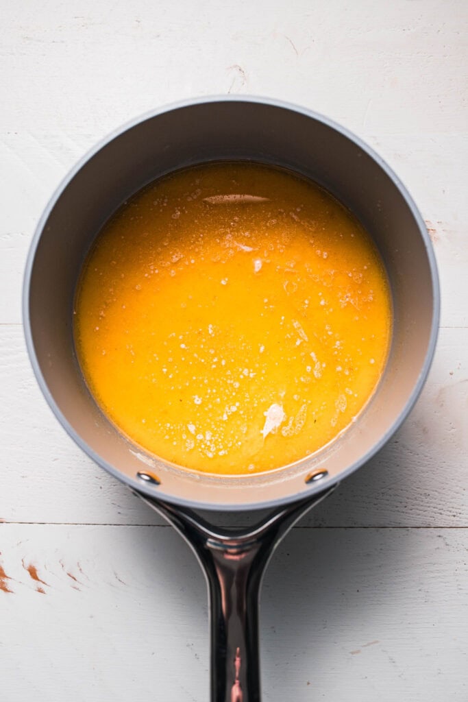 Milk and butter in saucepan.