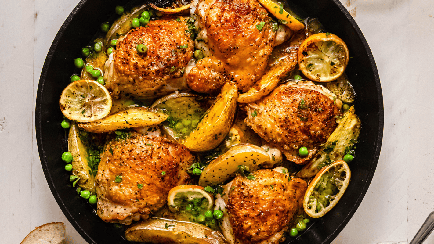 Chicken Vesuvio with Potatoes and Peas (Easy Classic Recipe)