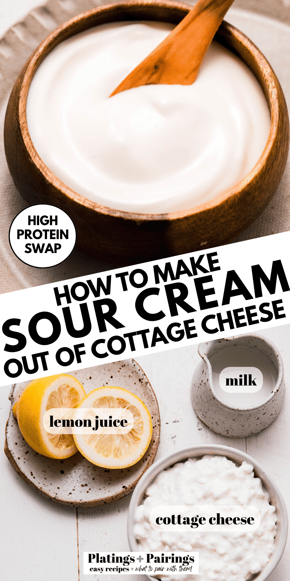 Sour cream made from cottage cheese pinterest image.