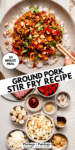 Ground pork stir fry pinterest image.
